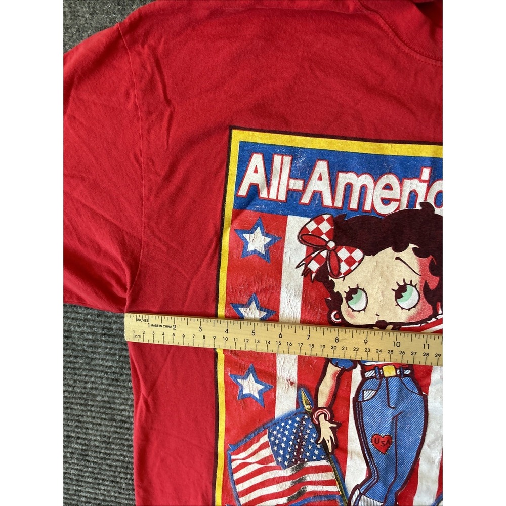 VTG Betty Boop Shirt All American Betty Flag Cartoon 90s USA XL Grunge RARE‎ - Picture 10 of 13